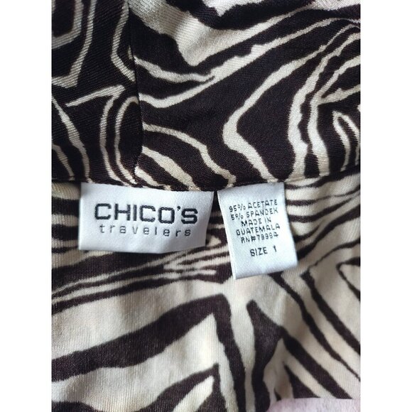 CHICO'S TRAVELERS, Brown acetate and spandex animal print blouse, for women. - Picture 3 of 8